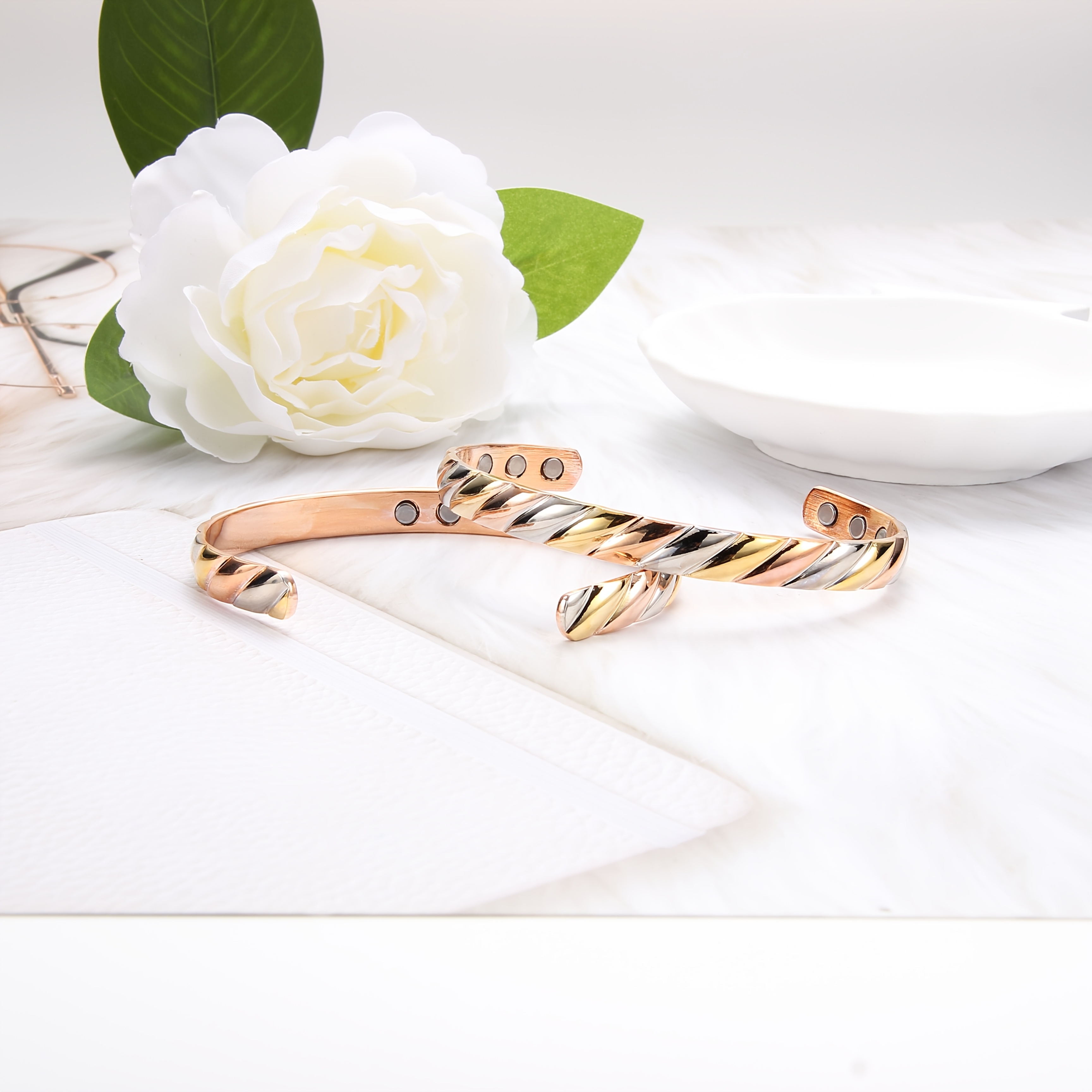 Women's Adjustable Copper Magnetic Cuff Bracelet, Hypoallergenic