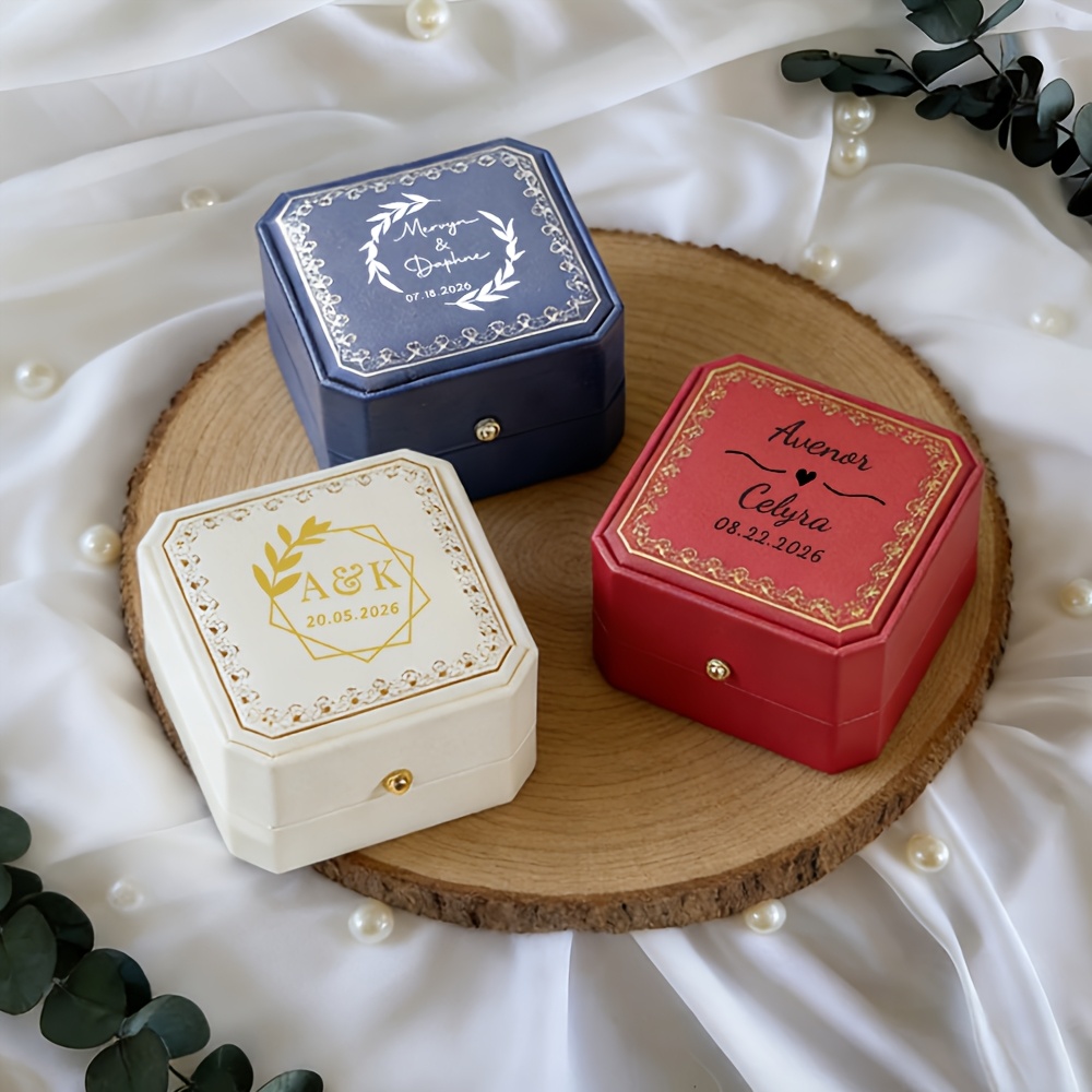 Personalized Wedding Ring Box with Velvet Lining