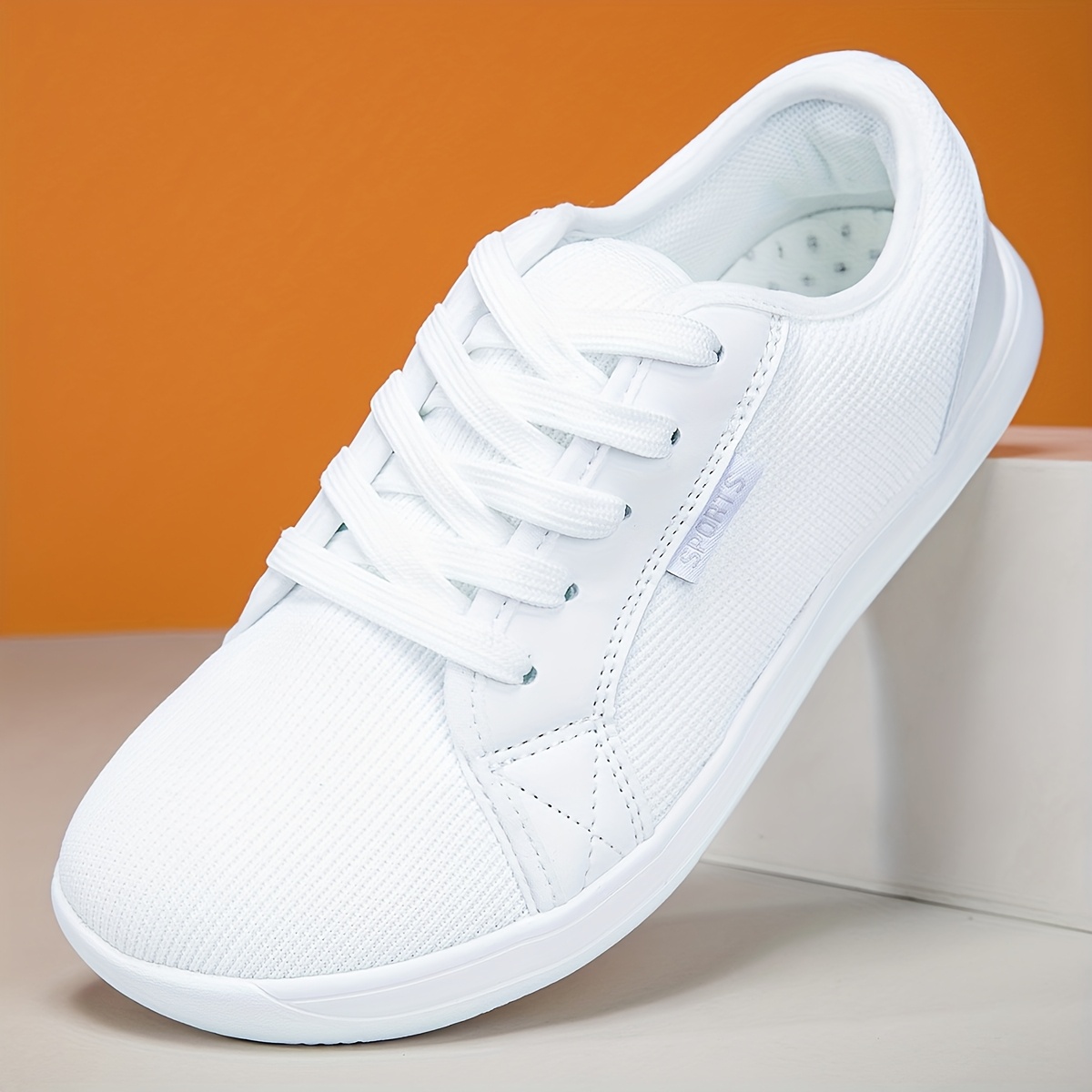 breathable women's wide toe walking sneakers white casual Temu