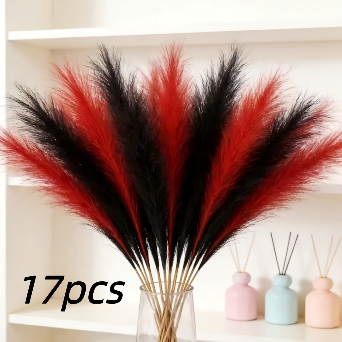 TEMU 17pcs Roseaux 55Cm Roseaux Réalistes Style Bohème Adaptés pour Décoration de Mariage Noël Pâques Halloween Saint-Valentin Décoration de Maison