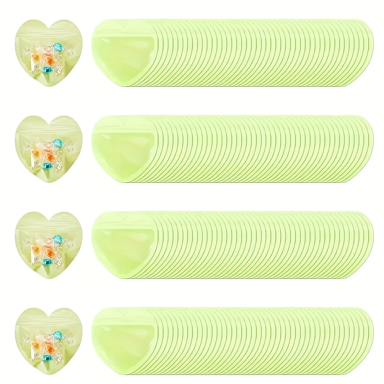 TEMU 100pcs Sacs à Bijoux Réutilisables de Cœur Transparents - Idéaux pour , Anniversaires, Halloween, Saint-Valentin, Noël & Tous les Emballages