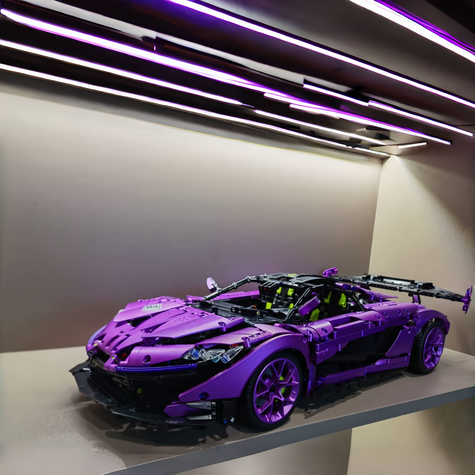 

3568pcs Large Sports Car Building Blocks Set - Purple Abs Model For Living Room & Bedroom Decor, Perfect Birthday, Halloween, And Christmas Gift