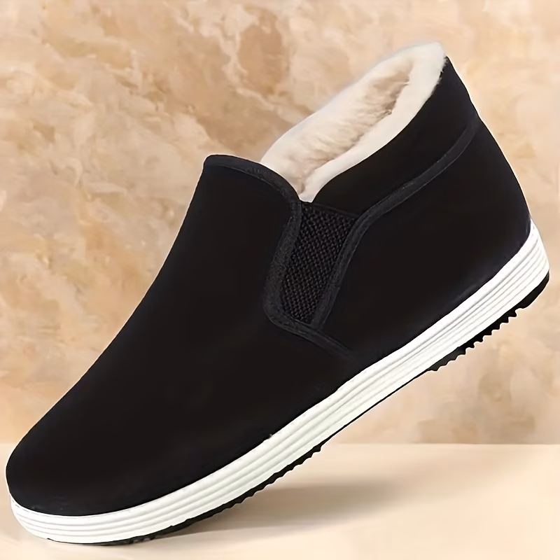 chaussures et bottes épaisses et chaudes pour hommes dautomne et dhiver, bottes hautes à enfiler à semelle souple pour pères dâge moyen, chaussons dhiver chauds pour hommes, chaussures de maison et dextérieur courtes et faciles à , chaussures dhiver légères et chaudes pour hommes dâge Détails du produit 3
