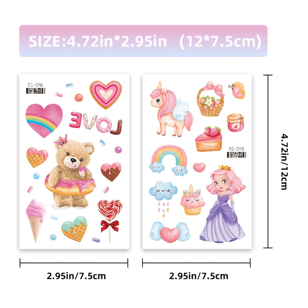 12 Sheets Glitter Dream Princess Tattoo Stickers