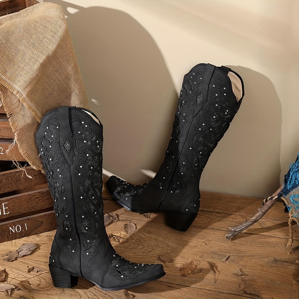 Rhinestone Cowboy Boots Women - Temu