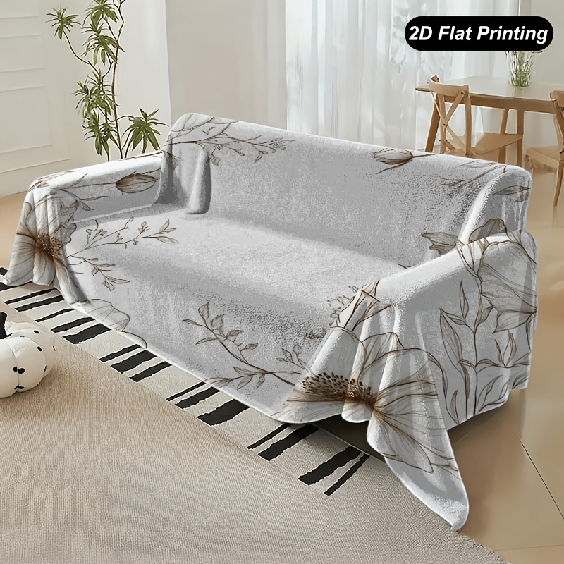 TEMU 1 pz Copridivano, Linee marroni con di fiori e foglie, per del soggiorno, camera da letto o decorazione per ufficio, Decorazione per un' festiva