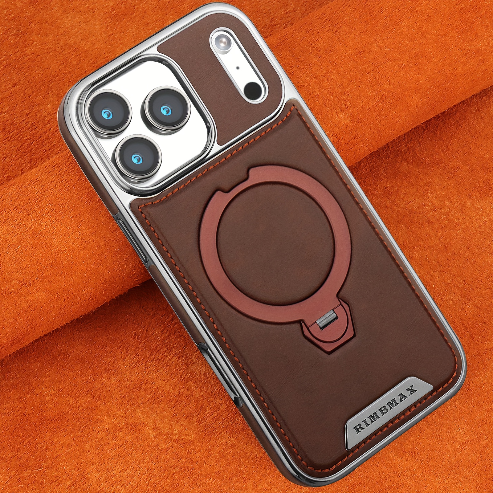 TEMU Phone Case: Kickstand Synthetic Leather Case For Iphone 18/17/16/15/14/13/12 Pro , Compatible With Magnetic Charger Wireless Charging, Rotatable
