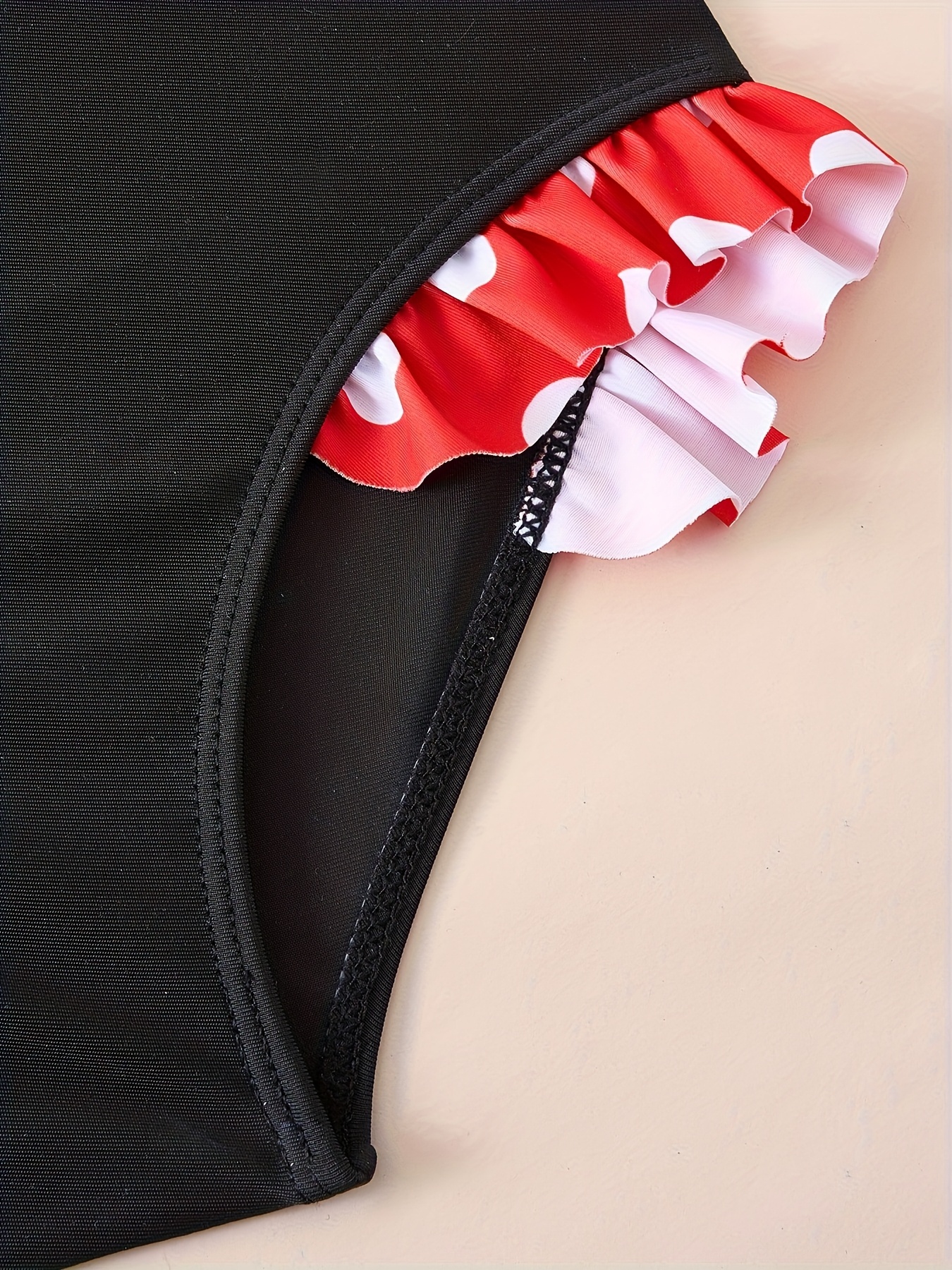 Girls' Polka Dot Red Long Sleeve One-Piece Rash Guard Swimsuit - UPF 50+, Quick Dry, Sizes 3T-12T