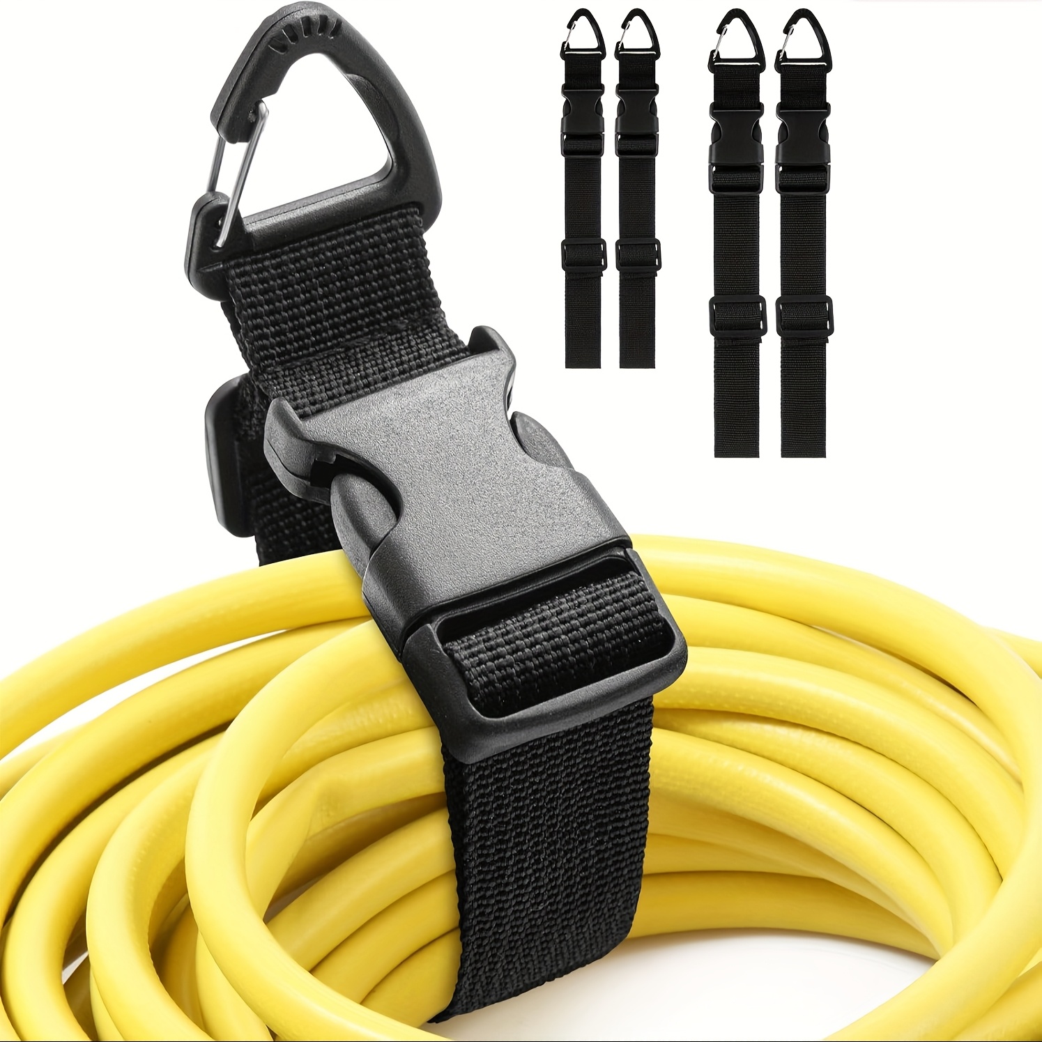 E-shop Set mit 4 schwarzen, verstellbaren Verlängerungskabel-Aufbewahrungsständern mit einer Umfang von 17,72 Zoll (ca. 43,2 cm), mit dreieckigen Clips