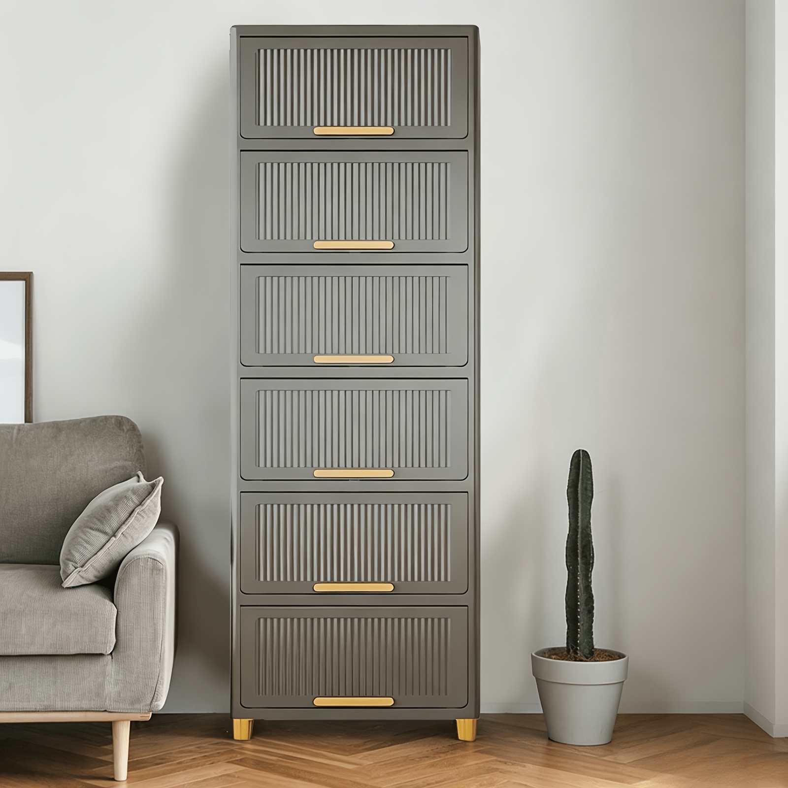 6-Tier Plastic Glam Style Storage Cabinet Set