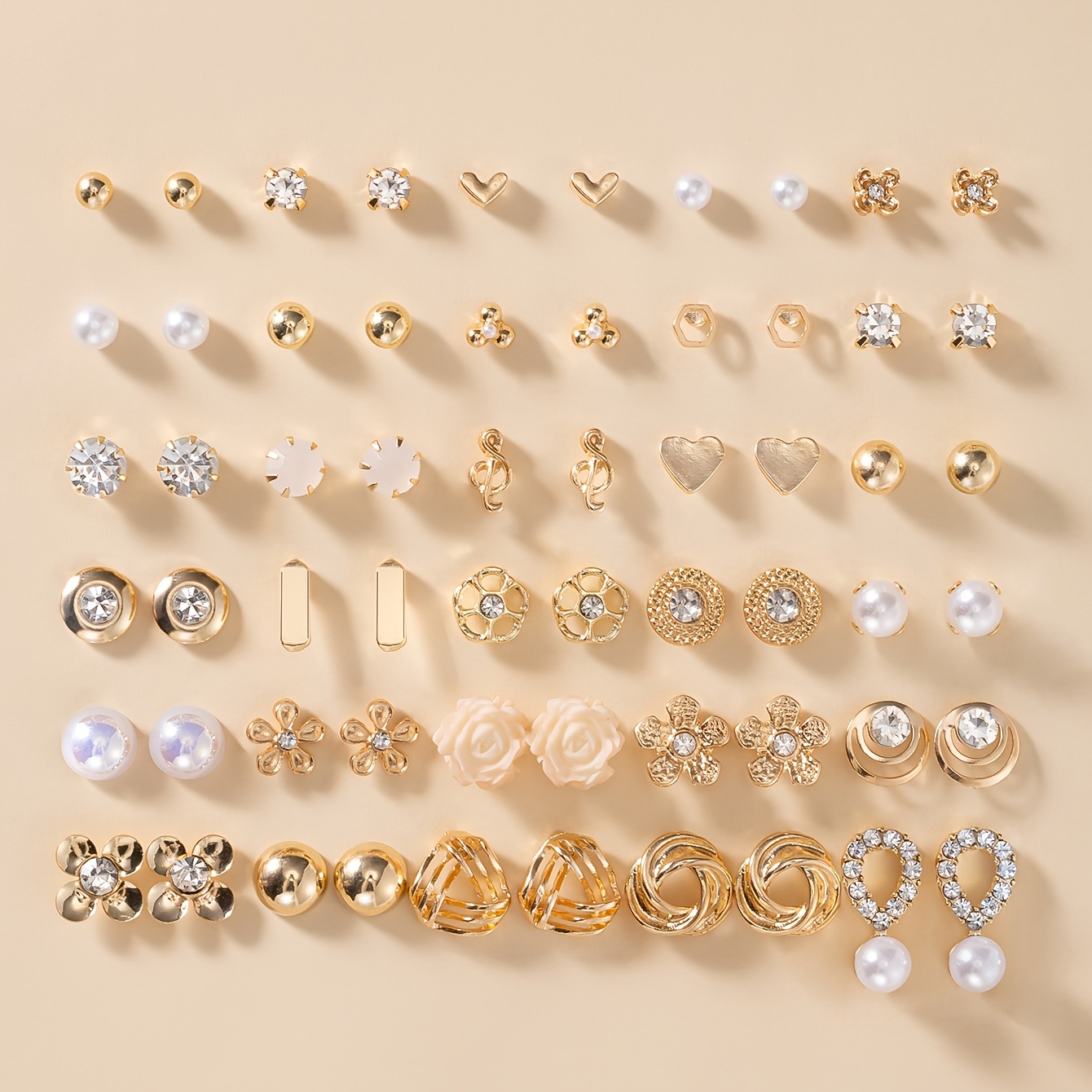 TEMU 30 Paires de Boucles d'Oreilles pour Femmes, pour Sorties, , Rondes, de Cœur, Multi-Stylismes, Exquises, Tendance, Faciles à Poser, Petit Set,