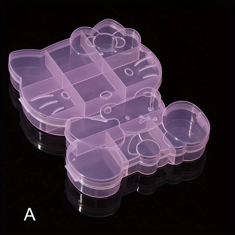 Cute Kitty Cat Exquisite Pink Plastic Storage Box - 10 Grids 2 Different Shapes - Storage Beads | Hair Additions | Additions | Nail Art Additions