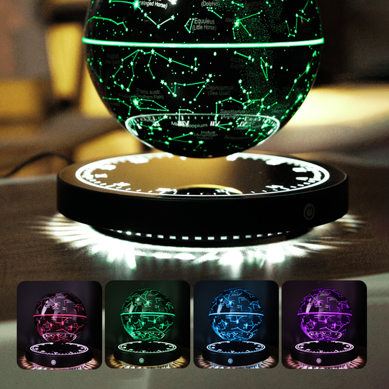 1pc floating light globe anti gravity black technology magnetic levitation night light constellation ball unique   globe table lamp creative led starlight ball gift for christmas details 15