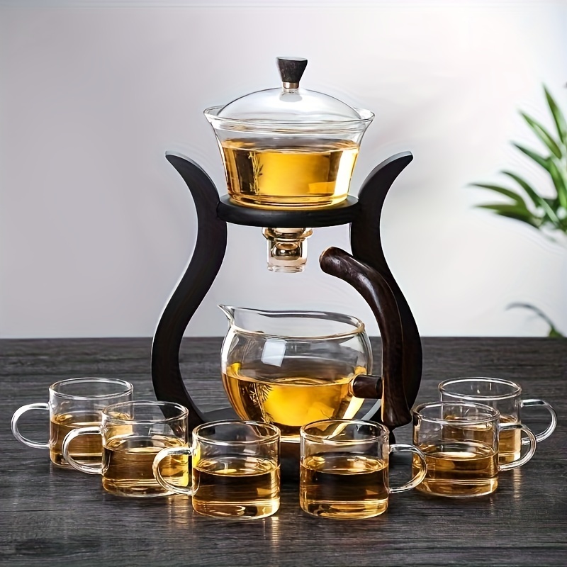 

A Lazy , Glass , -piece Set, Magnetic Semi-automatic Lazy Tea Infuser, Teacup