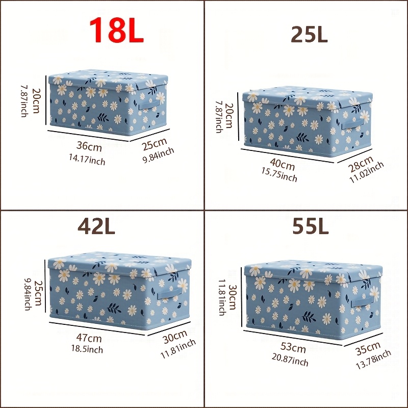 TEMU Large Capacity Fabric Storage Box With Wide Handles â High-capacity Storage Bin With Lid, Suitable For Storing Clothes, Quilts, Towels, And