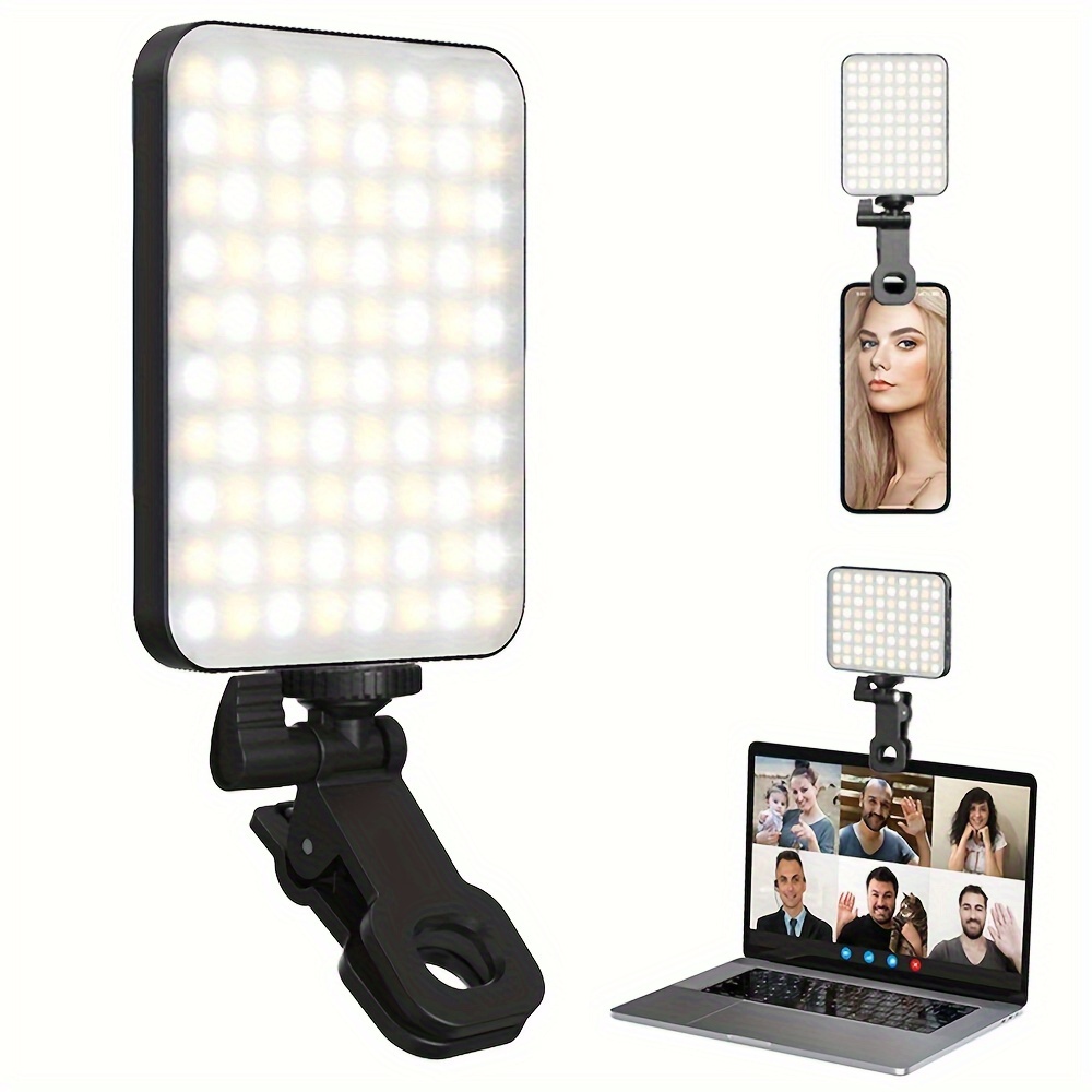 

Rechargeable Selfie Led Flash Light With Front And Back Phone Clip High Power Soft Light, 2000mah
