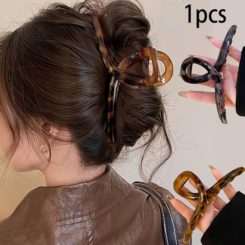 2pcs 1pc vintage leopard print hair claws large rectangular shape for secure hair hold elegant retro hair additions for women