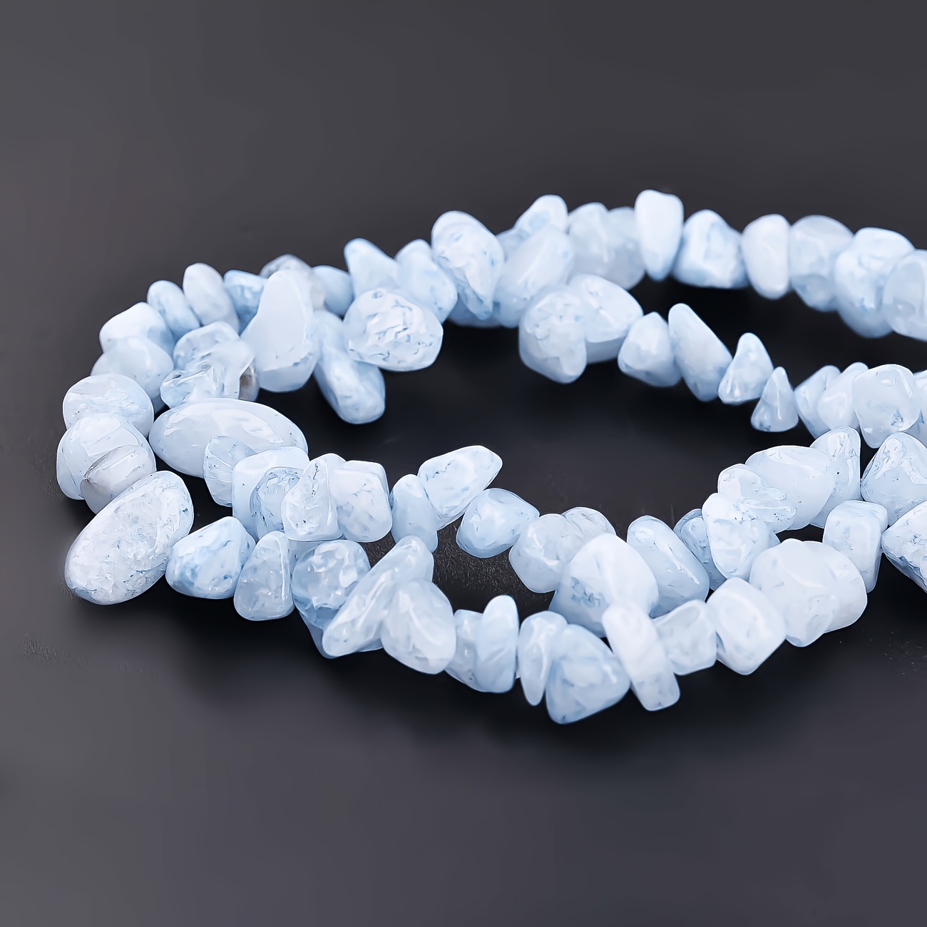 TEMU Natural Crushed Stone Beads - Light Blue Translucent Suitable For Diy Making, Irregular Beads For Crafting, Sea Beads For Nautical Crafts,