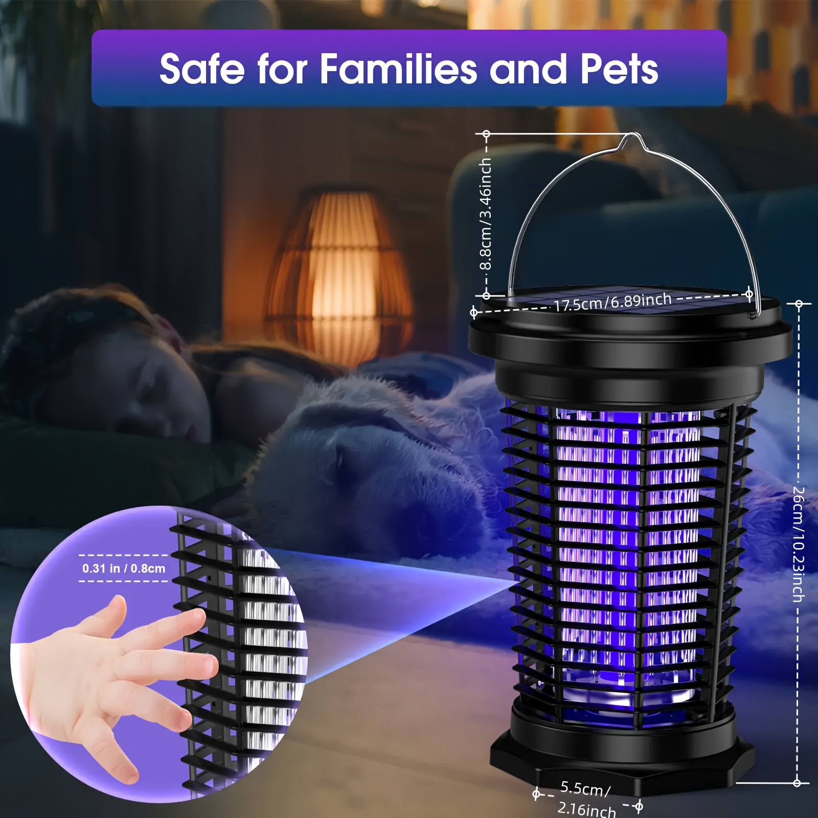 solar mosquito repellent lamp uv mosquito repellent device 2500mah long endurance angle adjustable dual solar panels uv mosquito repellent device garden indoor and outdoor courtyard kitchen home mosquito repellent lamp details 1