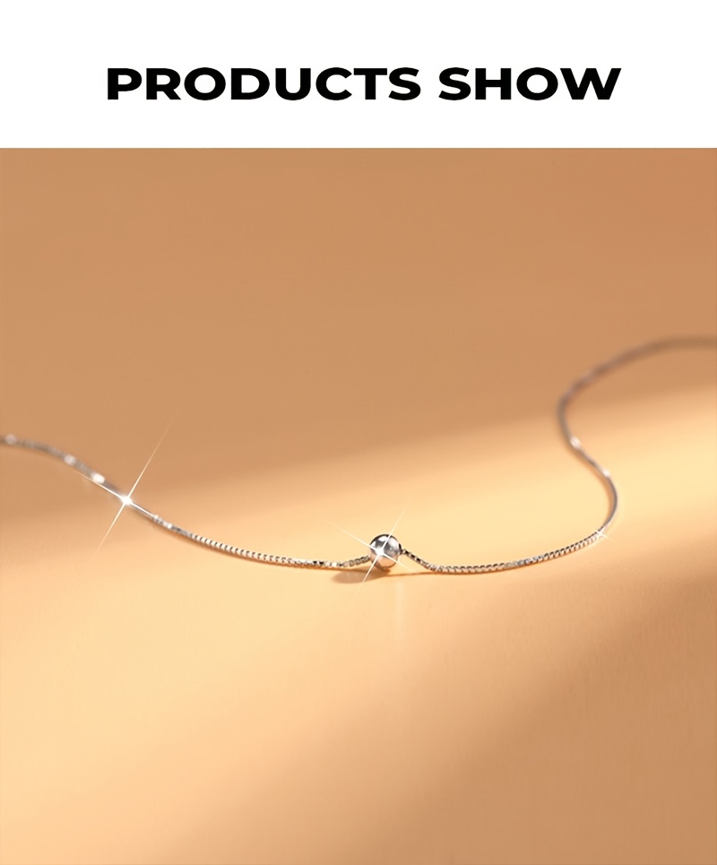 1pc Women's Fashion Necklace, S925 Sterling Silvery Small Bean Round Bead Collarbone Chain, Chic Y2K Minimalist Exquisite Personality Elegant New Choker Necklace for Daily Wear/Vacation/Valentine's Day, Birthday Gift, Hypoallergenic Sterling Silvery