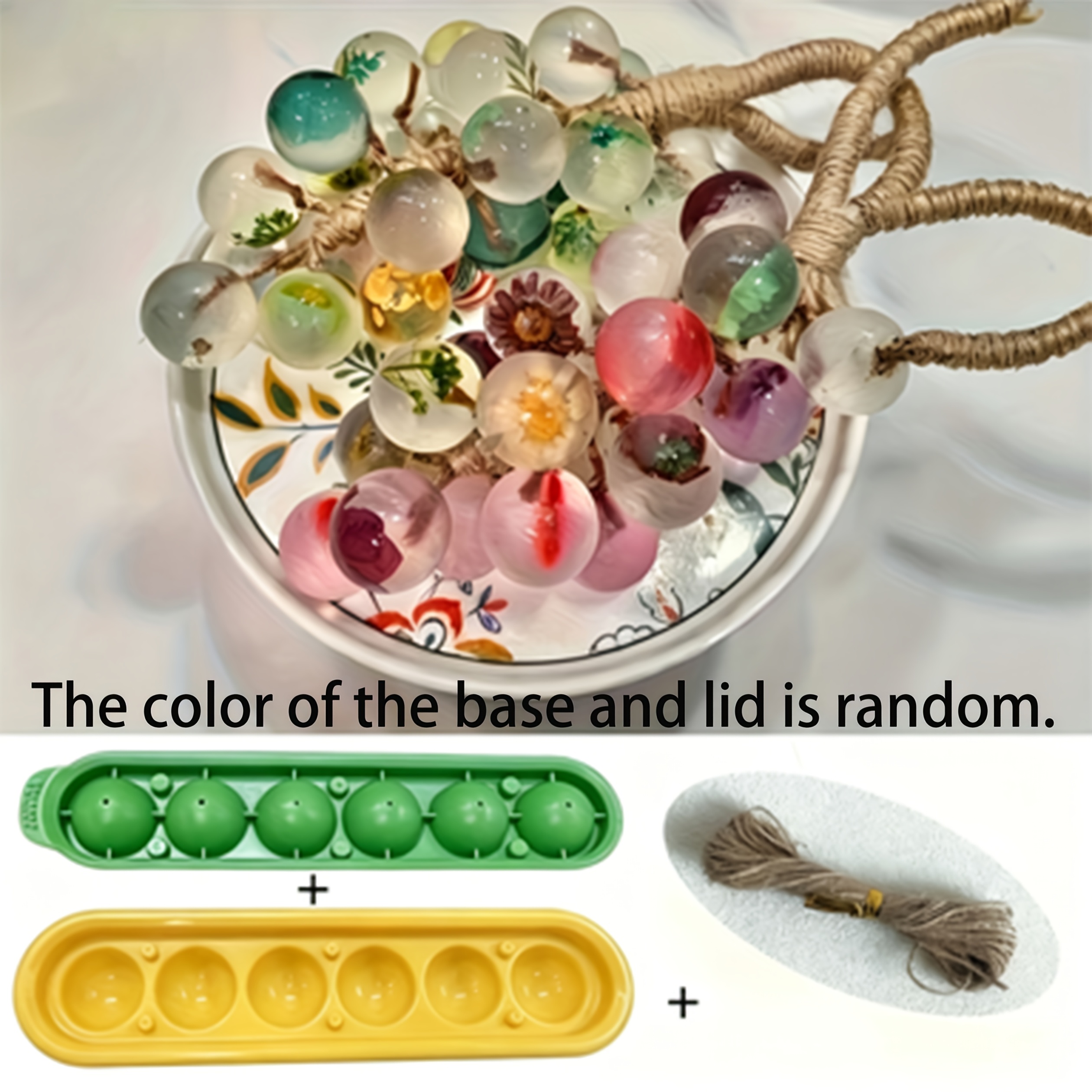 TEMU 1 Set Of Round Grape Bunch Shaped Making Mold Kit, Including Mold, 1 Lid Mold And 1 Roll Of Rope, Random Colors For Lid And Box, Suitable For