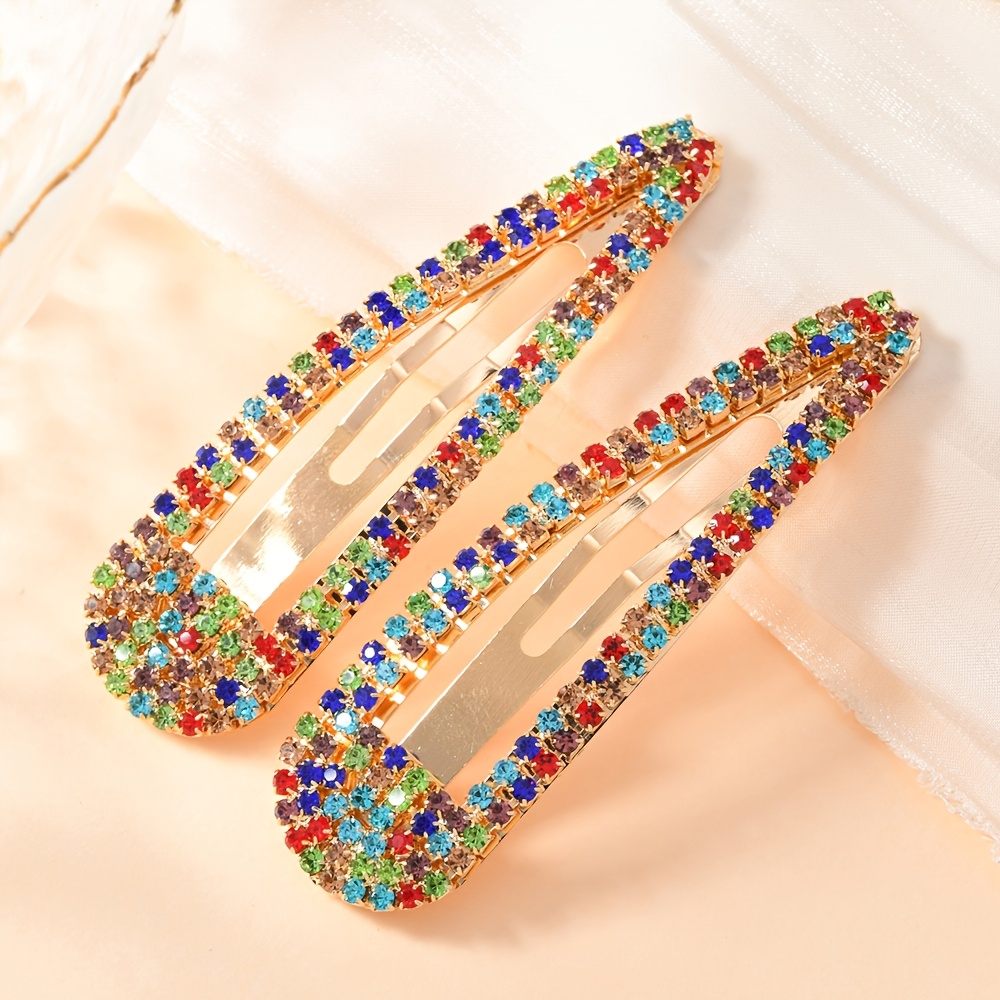 E-shop Neue Modische Dreieck-Haarspange mit Wassertropfen BB Haarspange, Strass-Seitenhaarspange, Einfache Geometrische Pony-Spange
