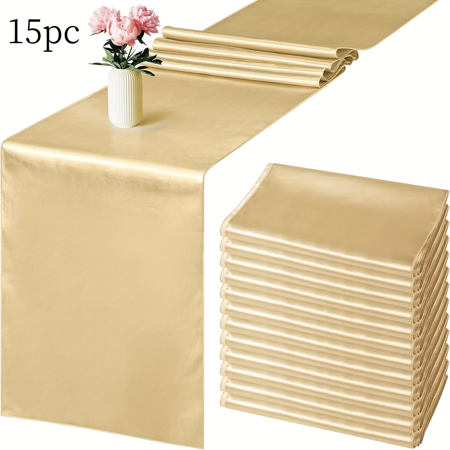 E-shop 15-tlg. Tischläufer, 28x275 Champagner (mehrfarbig), geeignet für Hochzeitsbankette, Abschlussfeiern Geburtstagsfeier-Dekorationen