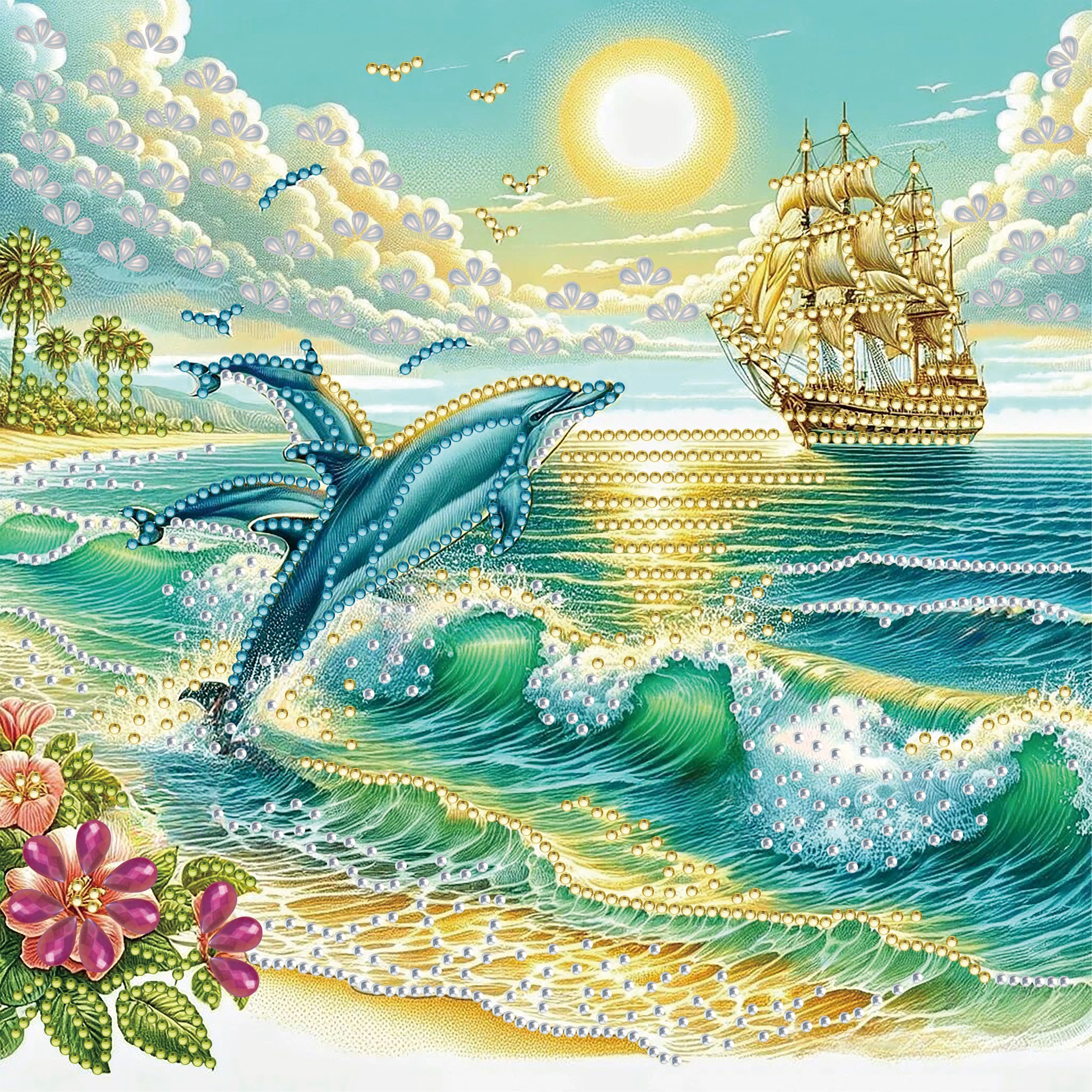 

Dolphin Fishing Boat 5d Diamond Painting Kit - Diy Special Shaped Crystal Embroidery Art, Hanging Mosaic Craft For Home & Garden Decor, Unique Handmade Gift Idea Dolphin Diamond Painting Kits