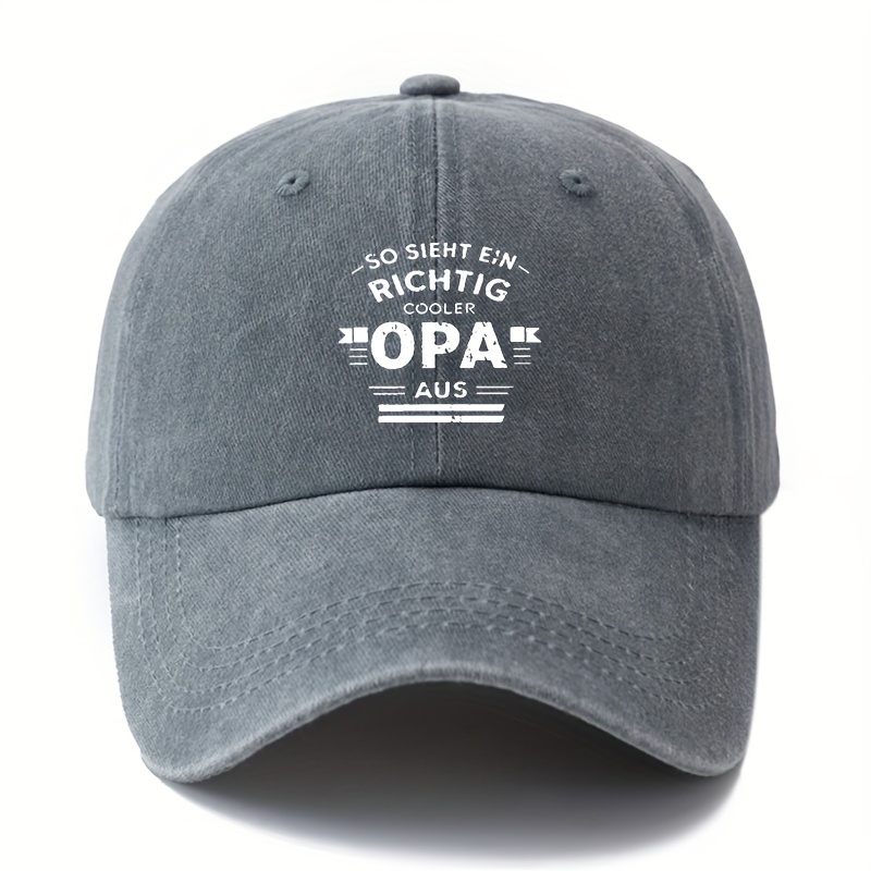 "so Sieht Ein Cooler Opa Aus" Baseball Cap, Unisex Washed Vintage Curved Brim Hat, Truck Driver Style For Outdoor Vacation Travel Camping And Casual