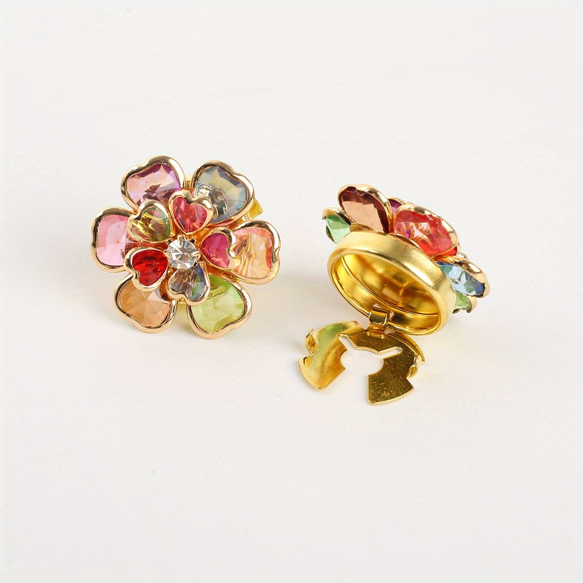 E-shop 2 Stück Liebesblumen-Knopfabdeckungen für Hemden, Elegante Kleidungsdekoration, Anzug/Kleid Strass-Knopfclips, Blumen-Knopfabdeckungen ohne