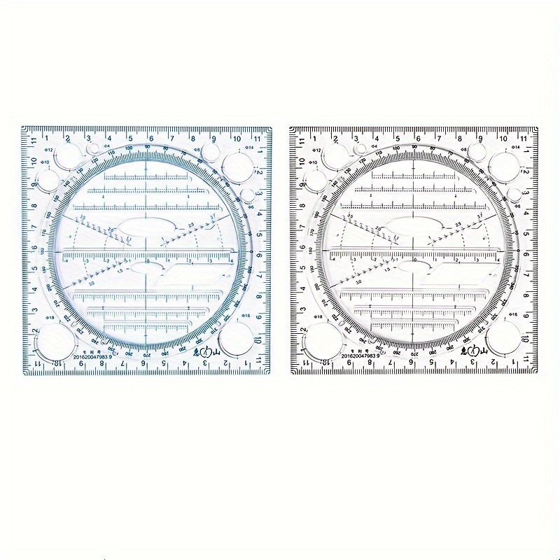 TEMU 2pcs Multifunctional Rotatable Drawing Template Geometric Measuring Tool, Creative Painting Ruler, Office Supplies, Art Design Circle Drafting