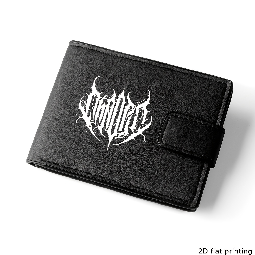 TEMU Gothic Letter Printed Pu Wallet, Double Fold Card Bag, Business Casual Short Wallet, Can Store Cash, Id Card, Credit Card, Perfect Valentine's