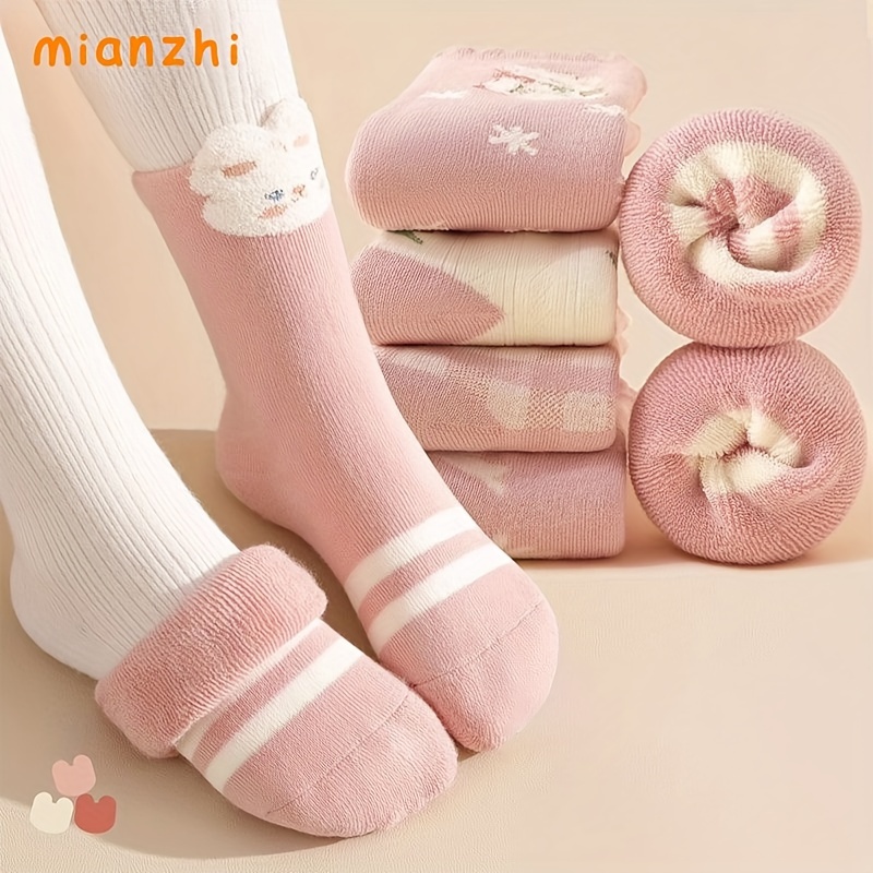 MIANZHI Girls' Cute Rabbit Design Mid-Calf Socks