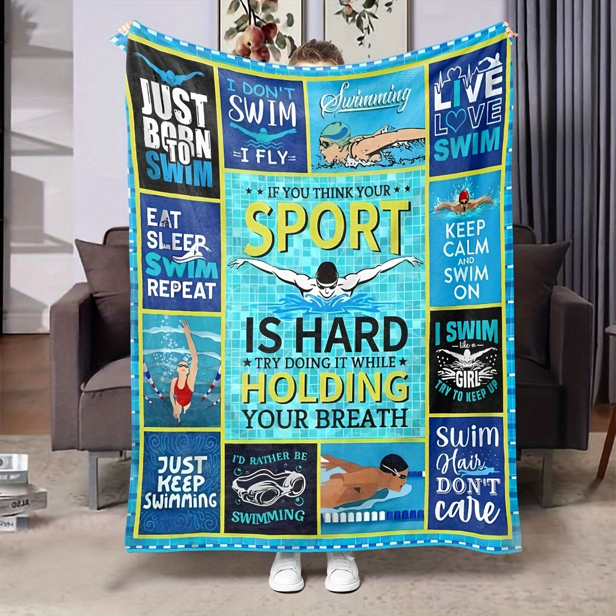 

Swimmer Print Blanket Suitable For Bed, Sofa, Chair, Living Room Decoration Soft, Comfortable, Warm And Lightweight Blanket, Travel Camping,