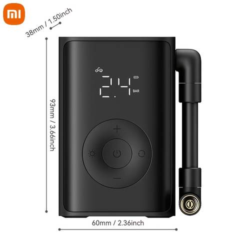 gonfleur de pneus portable xiaomi , compresseur , gonflage rapide en 60s, détection de la pression des pneus, lumière led, préréglés multiples, taille compacte 240g, à un bouton, rechargeable type-c, pour vélo, électrique, moto