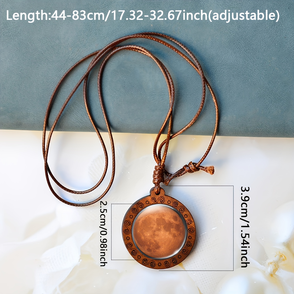 Handcrafted Orange Circular Wooden Pendant Necklace