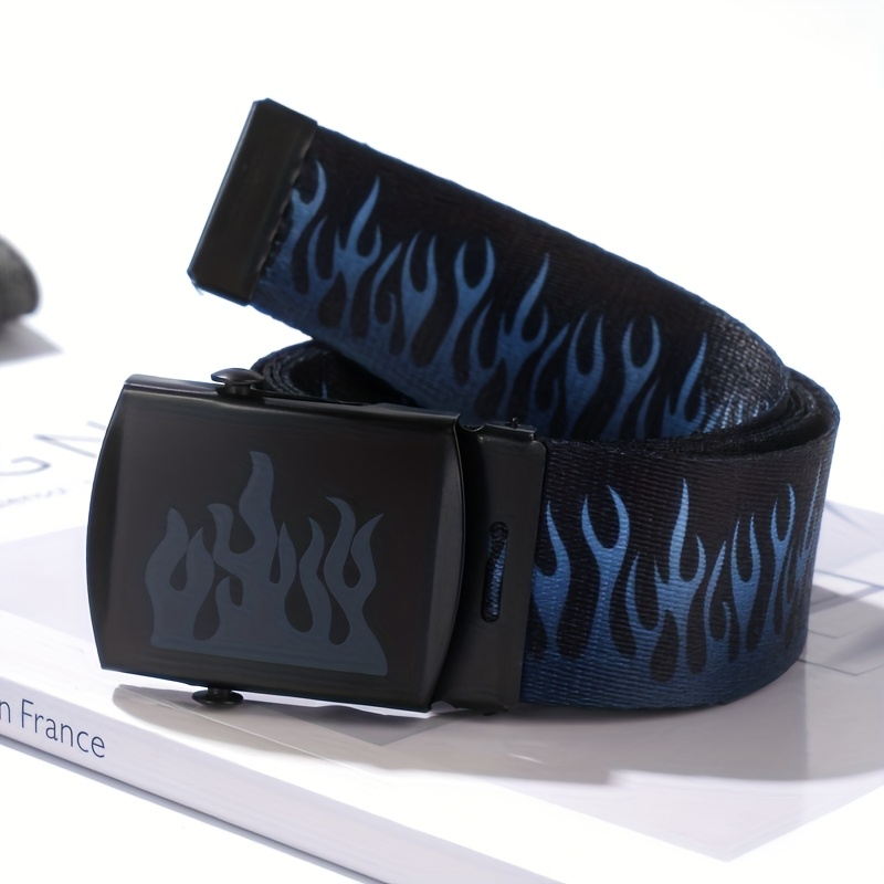 Image of 1pc Harajuku Fashion Hip-hop Korean Trendy Men' Belt, Individual Casual Flame Waistband