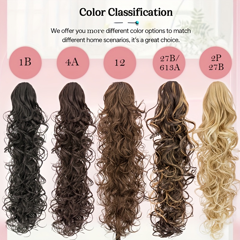 24 ponytail extensions claw long thick wavy curly claw clip in pony tails hairpiece soft natural looking synthetic hairpiece for women details 2