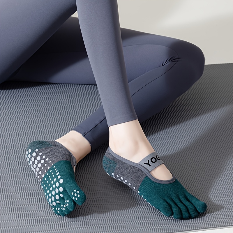 TEMU 1 Pair Yoga Toe Socks Professional Anti-slip For Spring And Summer Sweat-absorbent Suitable For Indoor Dancing Or Pilates Grip Socks Gym