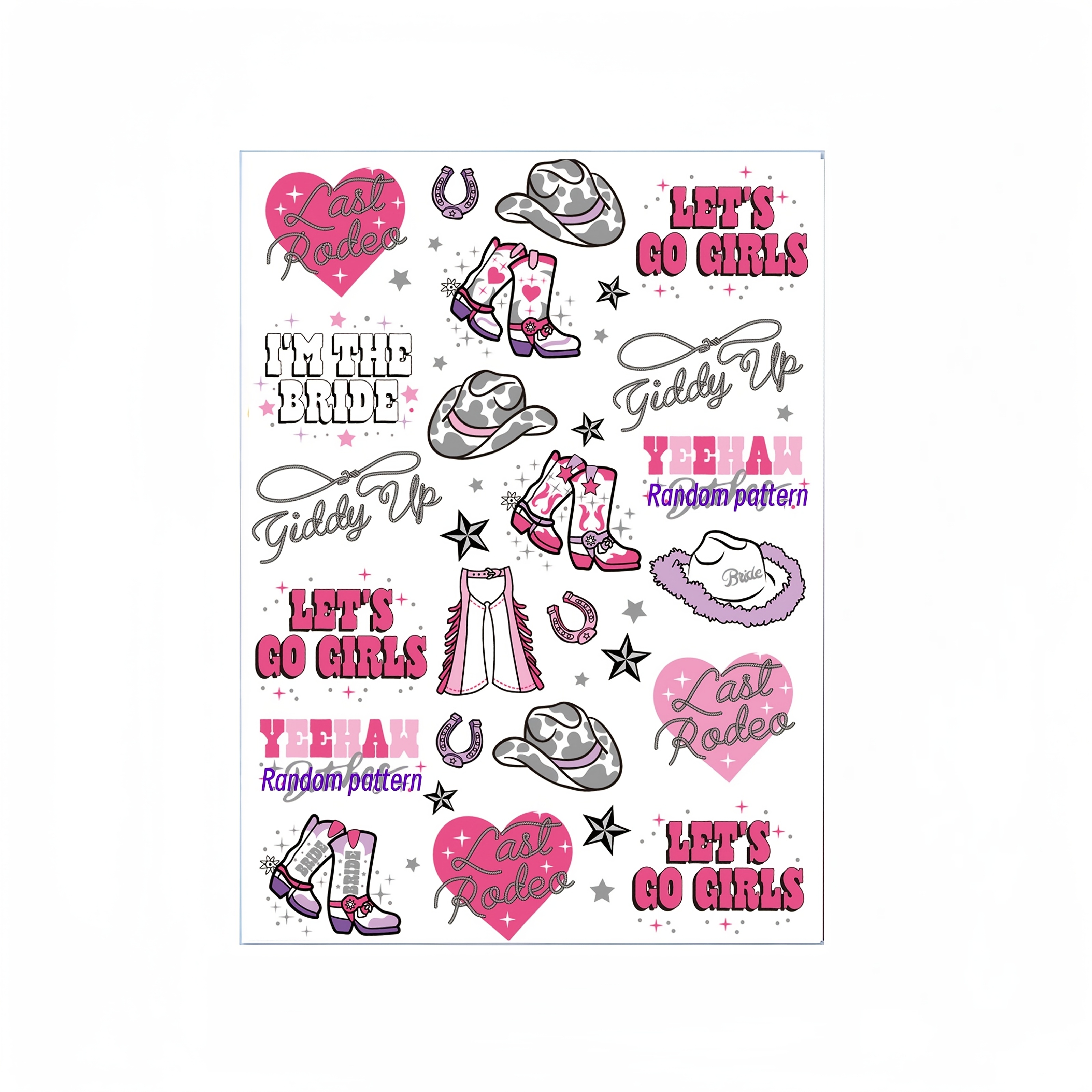Realistic Temporary Tattoo, Women's Fashion Temporary Tattoo, 70s Western Cowboy Tattoo Sticker, Heart Hat Fake Tattoo Sticker, Cute Party Gift Decoration, Birthday Party Supplies
