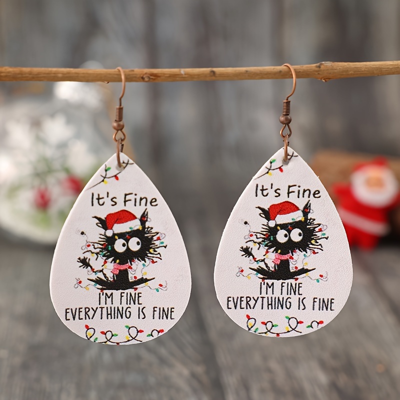 

Festive Feline Fun: Christmas Cat Earrings - Perfect For Gifts And Parties!