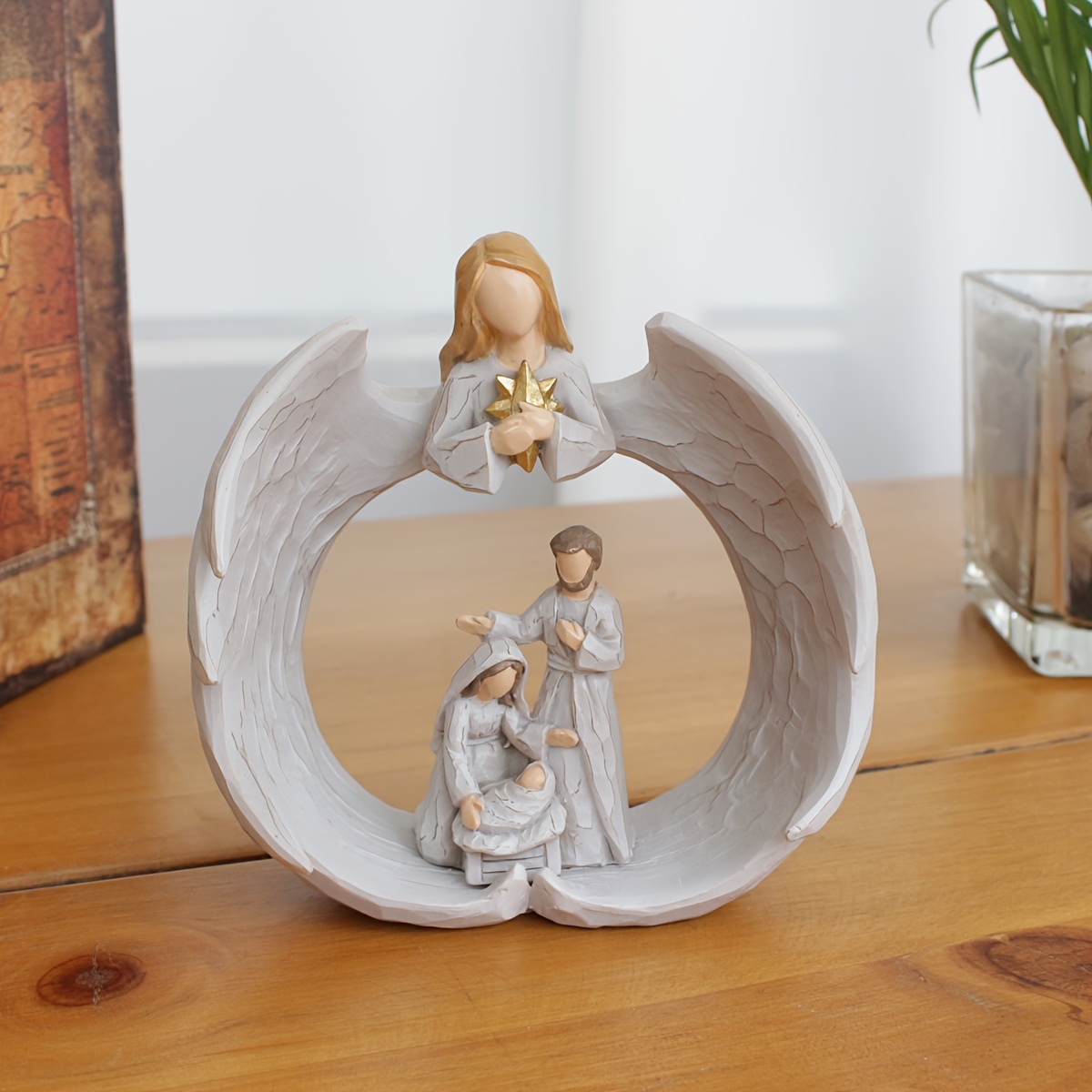 Image of 1pc Holy Family Statue, Christmas Nativity Decor, Religious Family Figurine, Seasonal Home Accent, Decorative Christmas Nativity