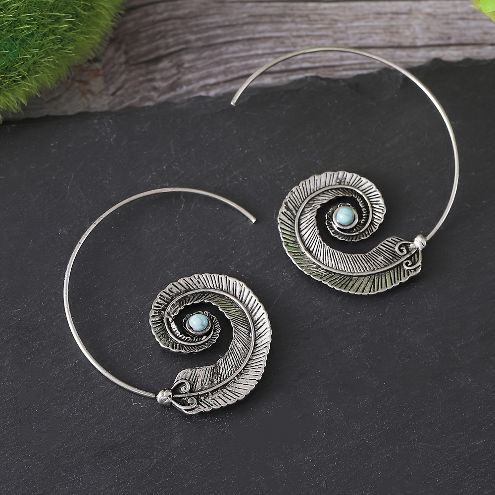 TEMU Pendientes Estilo Pluma Bohemio Aleación de , Adecuados para Uso Diario, Vacaciones y Fiestas