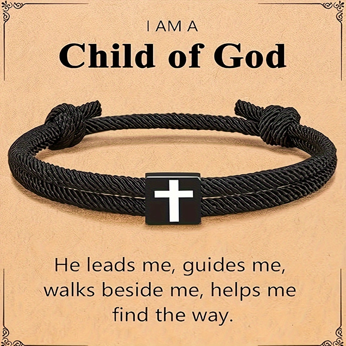 Men's Braided Rope Cross Bracelet