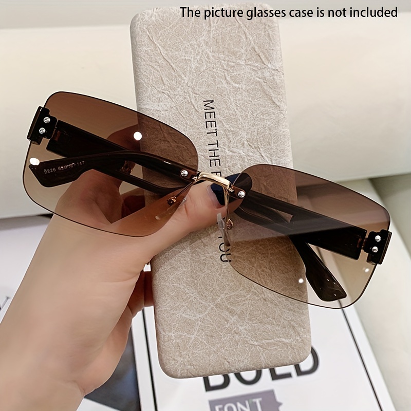 

Square Rimless Fashion Glasses Sun Shades For Women Men Summer Fashion Glasses For Unisex Vacation Travel