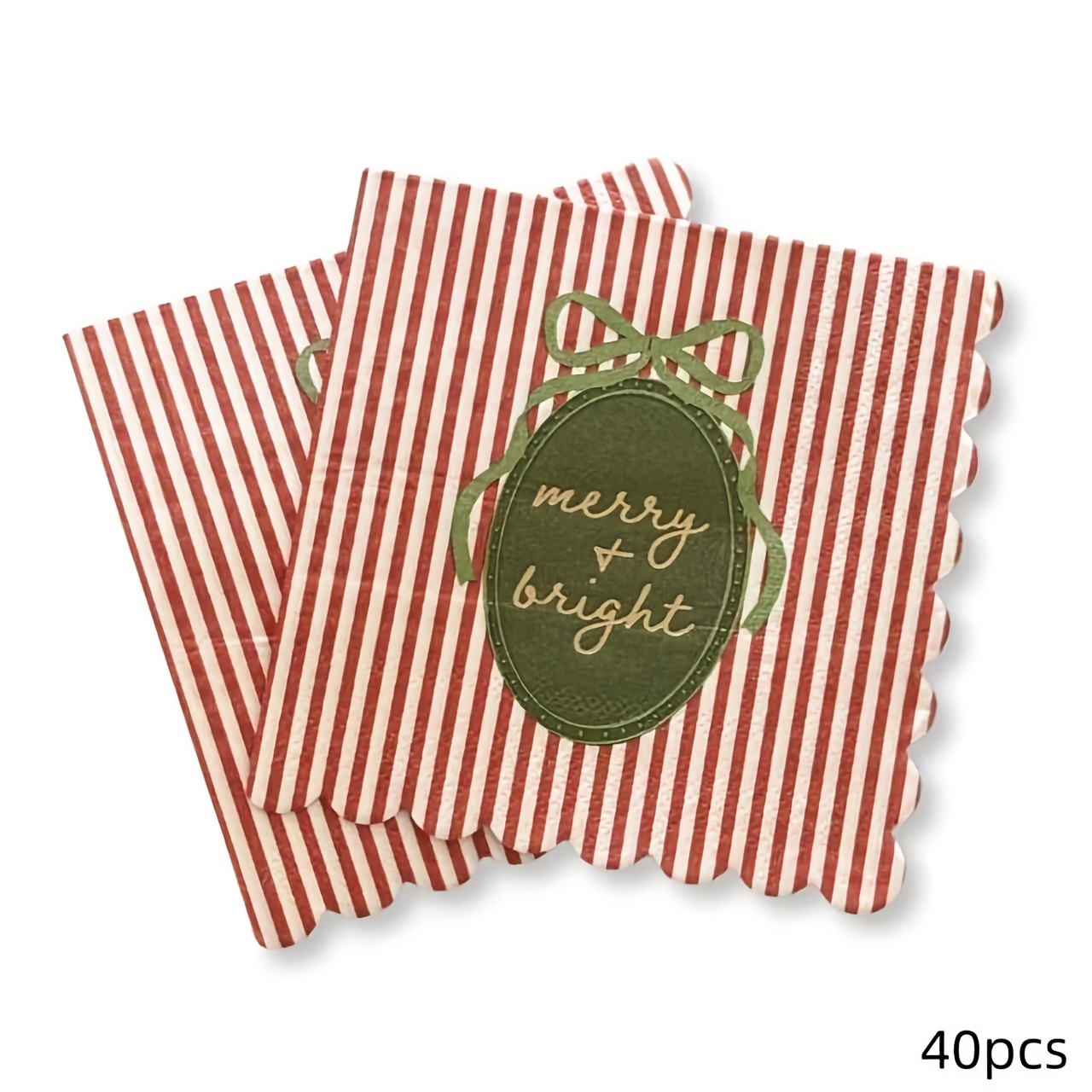 TEMU 20/40/60/100pcs, Serviettes de cocktail , Serviettes en papier à rayures rouges et blanches, Serviettes de Noël à rayures rouges, Serviettes à