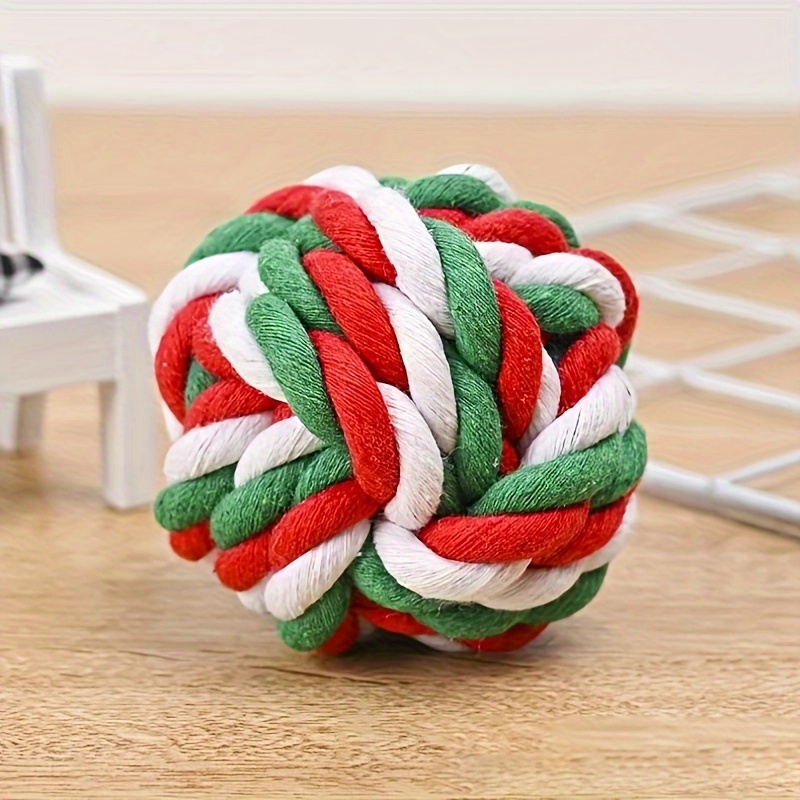 

Colorful Christmas Cat Toy Ball With Rope - Chew And For All Breeds, Cat Toy, Christmas, Chew Toy, Rope