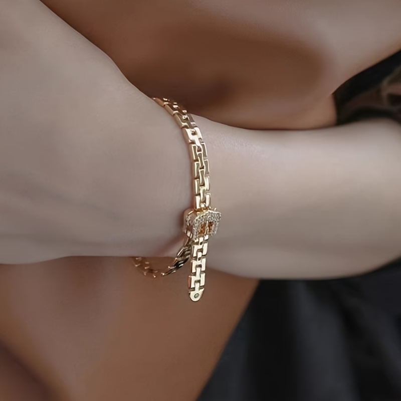 TEMU 1pc Belt Bracelet Chain Design Light Luxury Easy Bracelet For Couples And Handjewelry