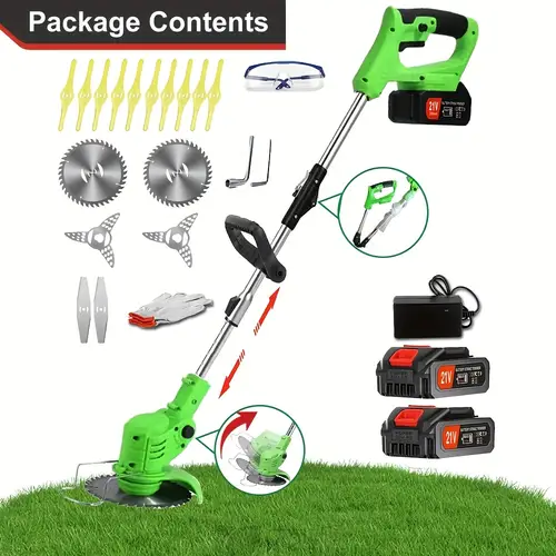 foldable cordless electric lawn mower 2 1 5ah lithium battery powered with 16 replaceable blades 21v multi function manual trimmer lightweight easy to store suitable for lawn gardening