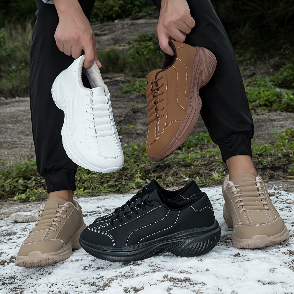 Men's Winter Warm Sneakers with Widened Toe Box, Plush Lining